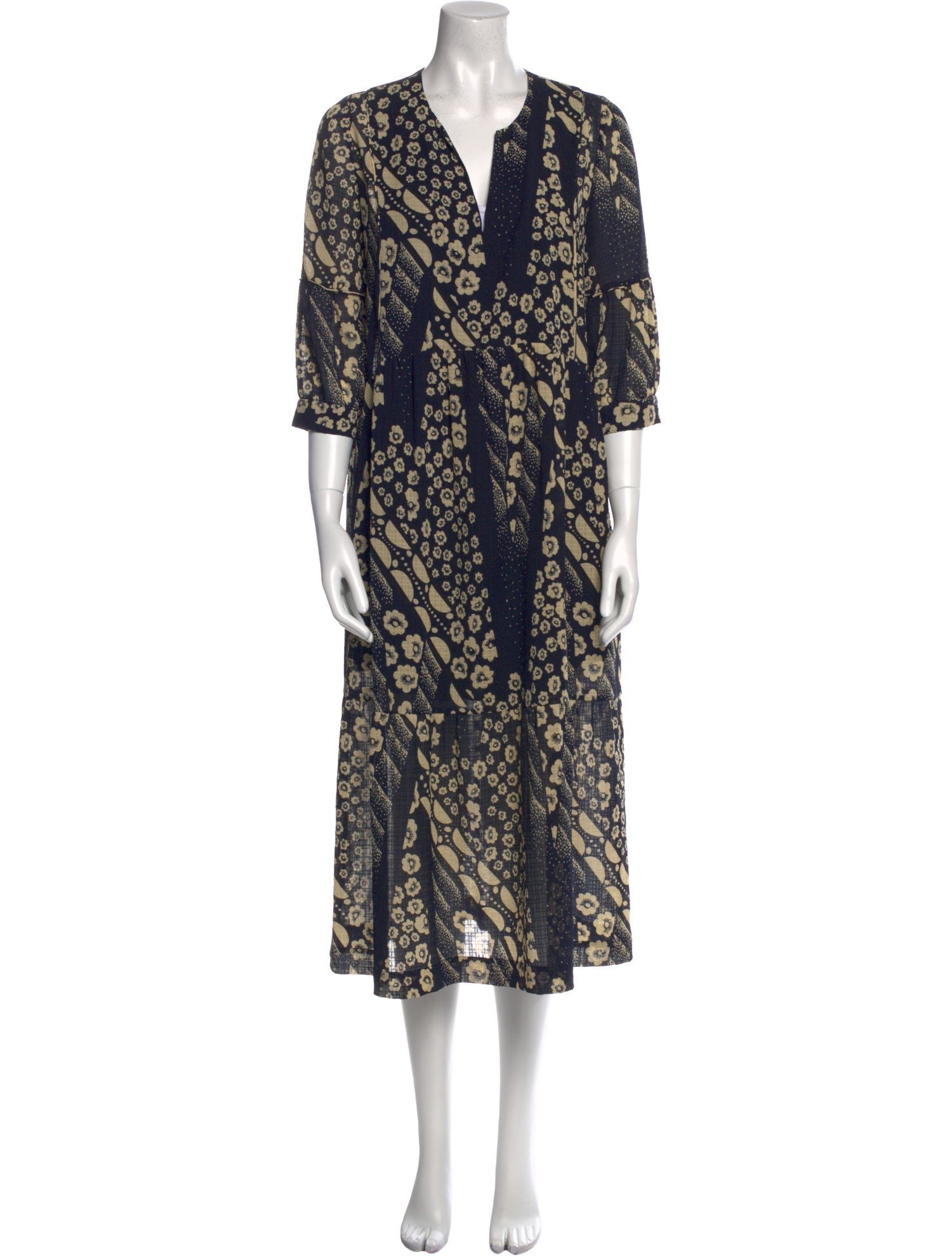 BA&SH Printed Midi Length Dress