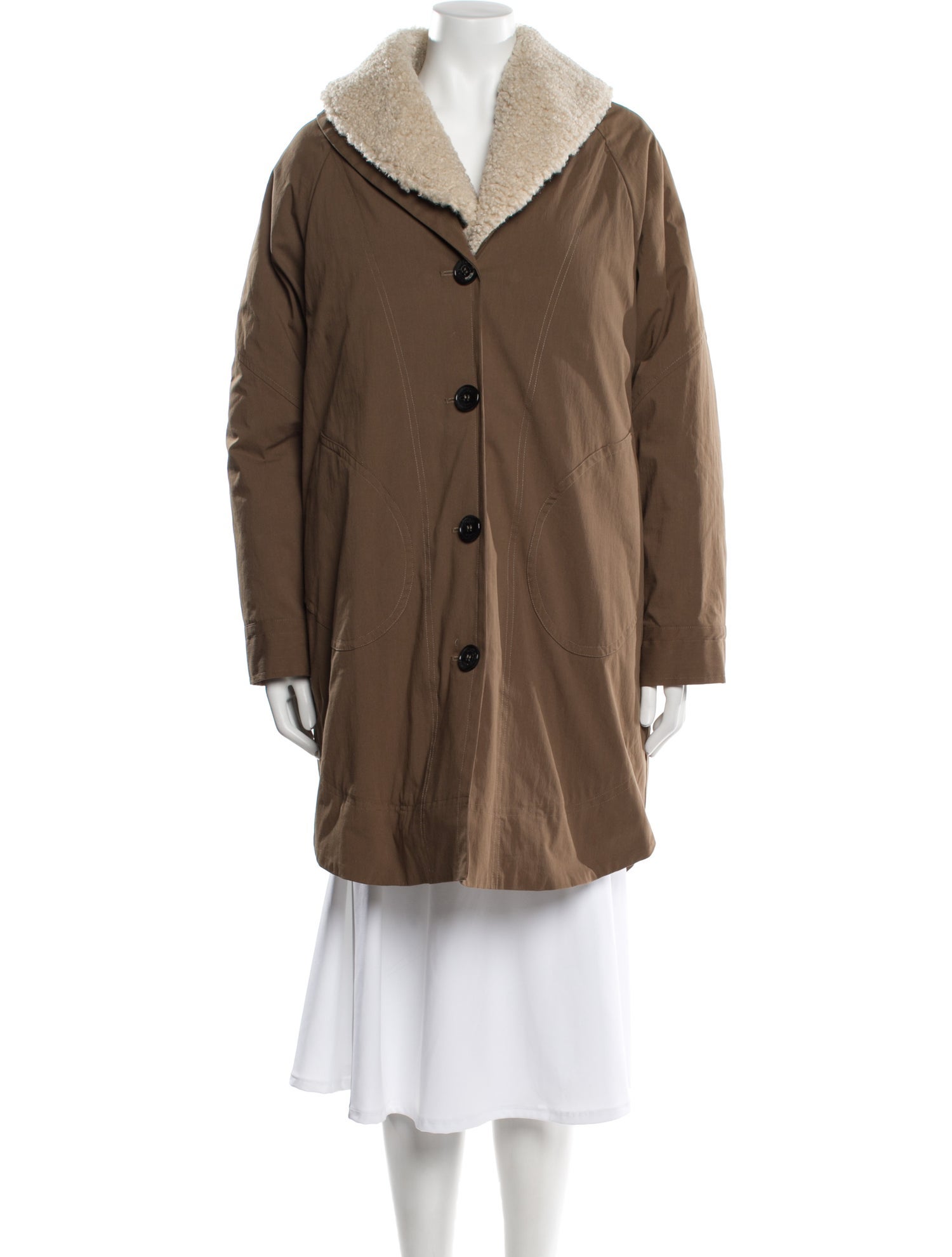 BA&SH Nylon Faux Fur Coat