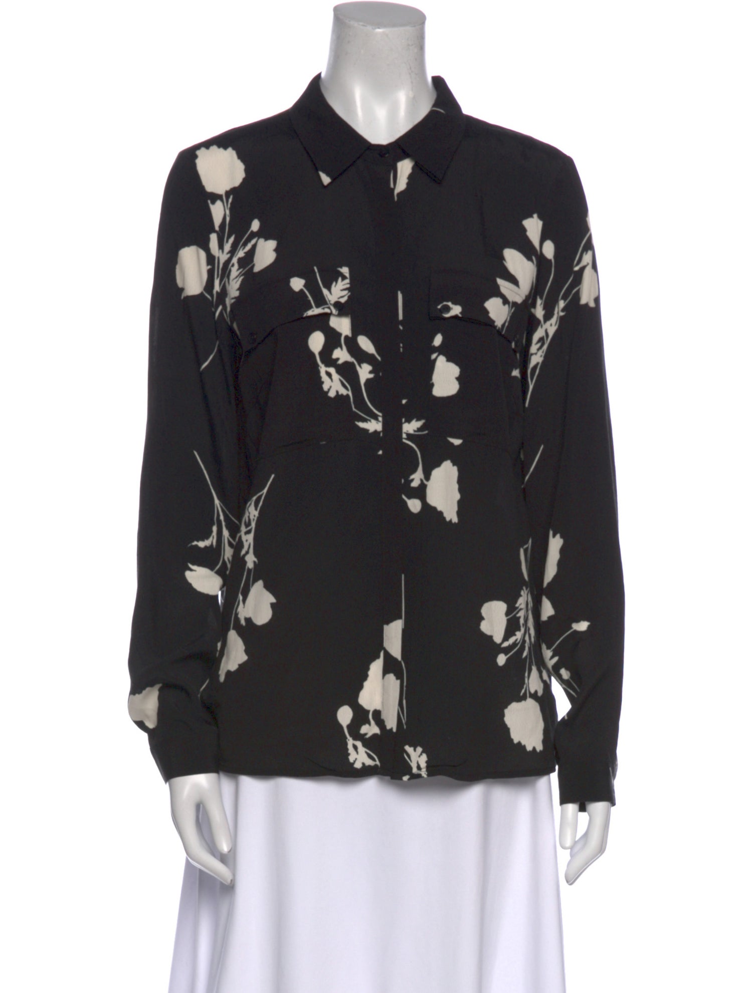 BA&SH Floral Print Long Sleeve Button-Up Top