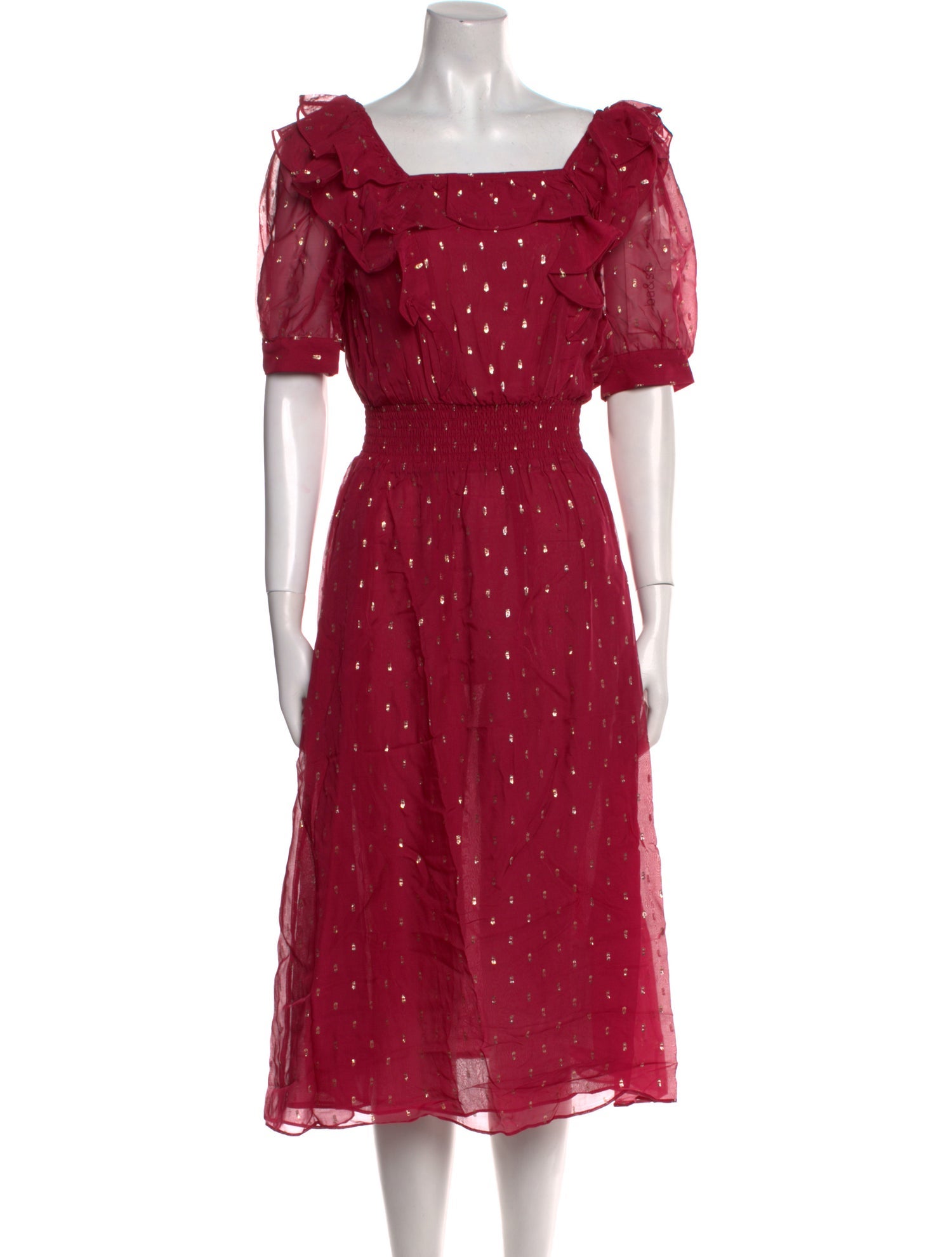 BA&SH Polka Dot Print Midi Length Dress w/ Tags