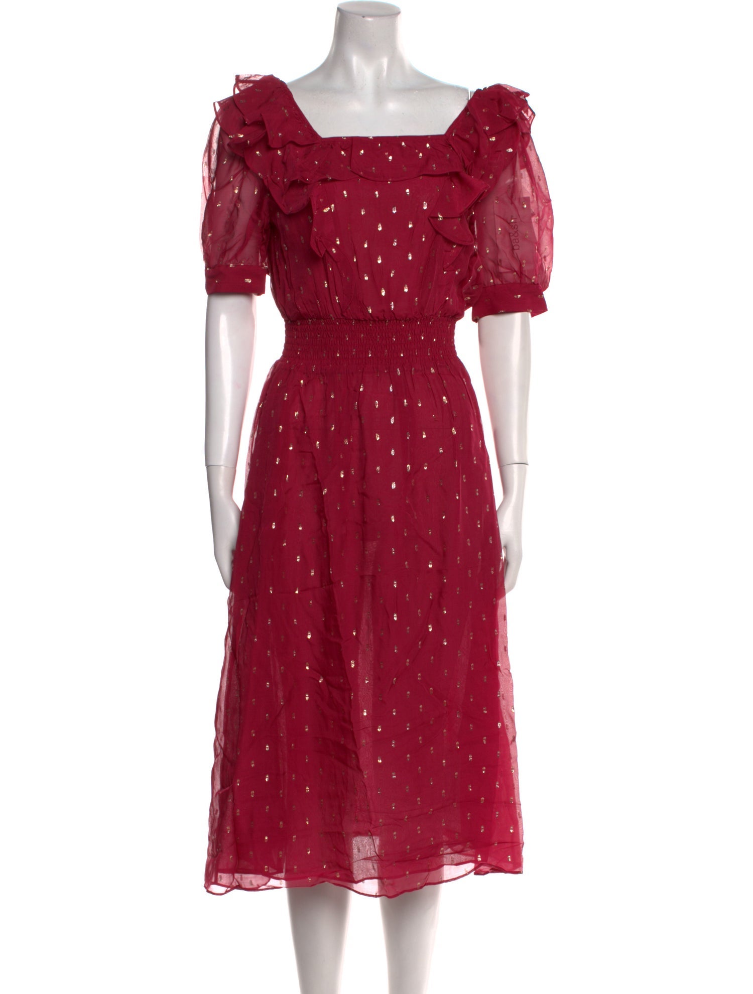 BA&SH Polka Dot Print Midi Length Dress w/ Tags