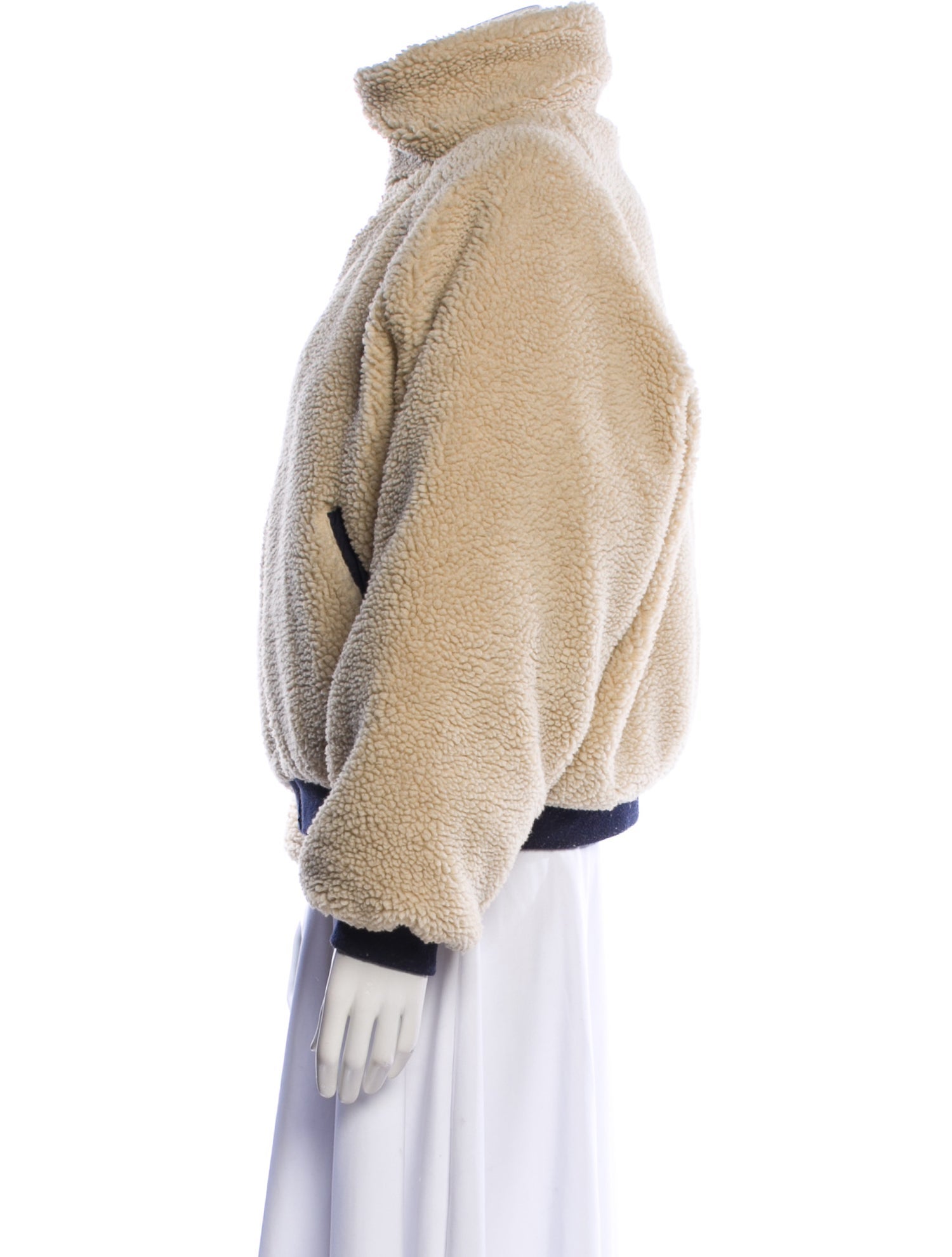 BA&SH Colorblock Pattern Faux Fur Jacket