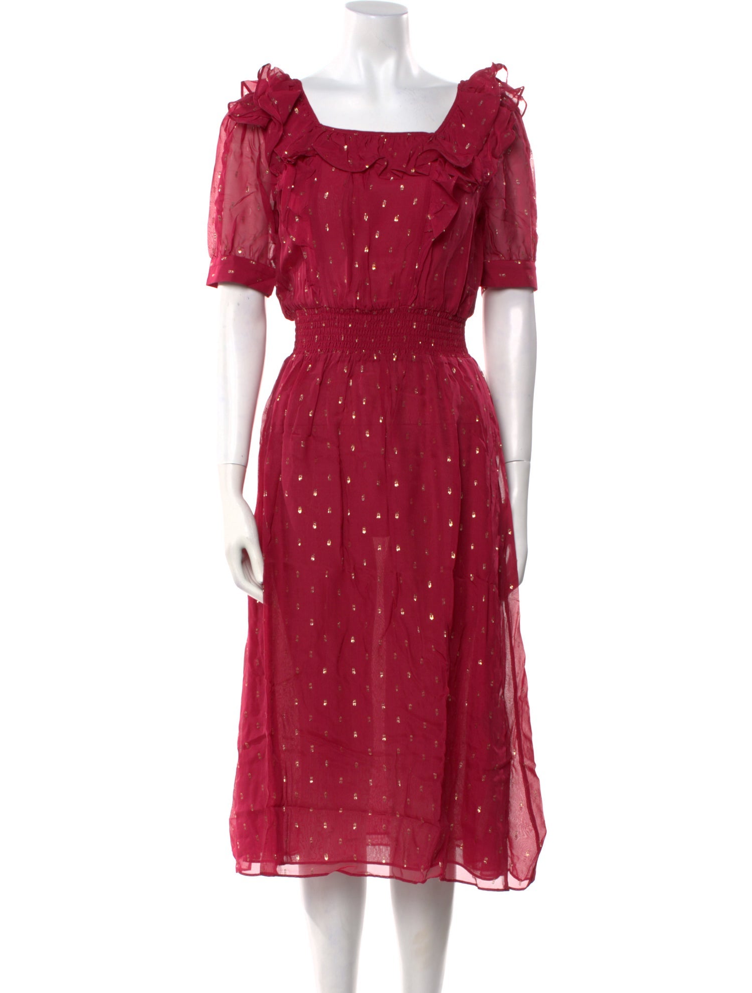 BA&SH Polka Dot Print Midi Length Dress w/ Tags
