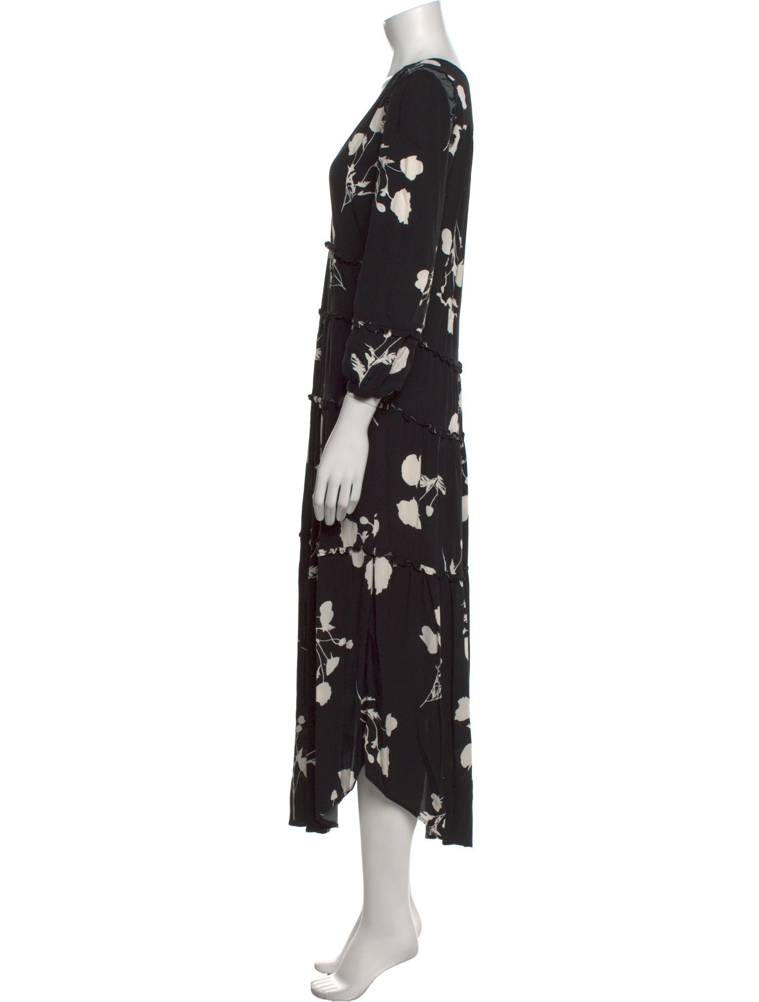 BA&SH Floral Print Midi Length Dress