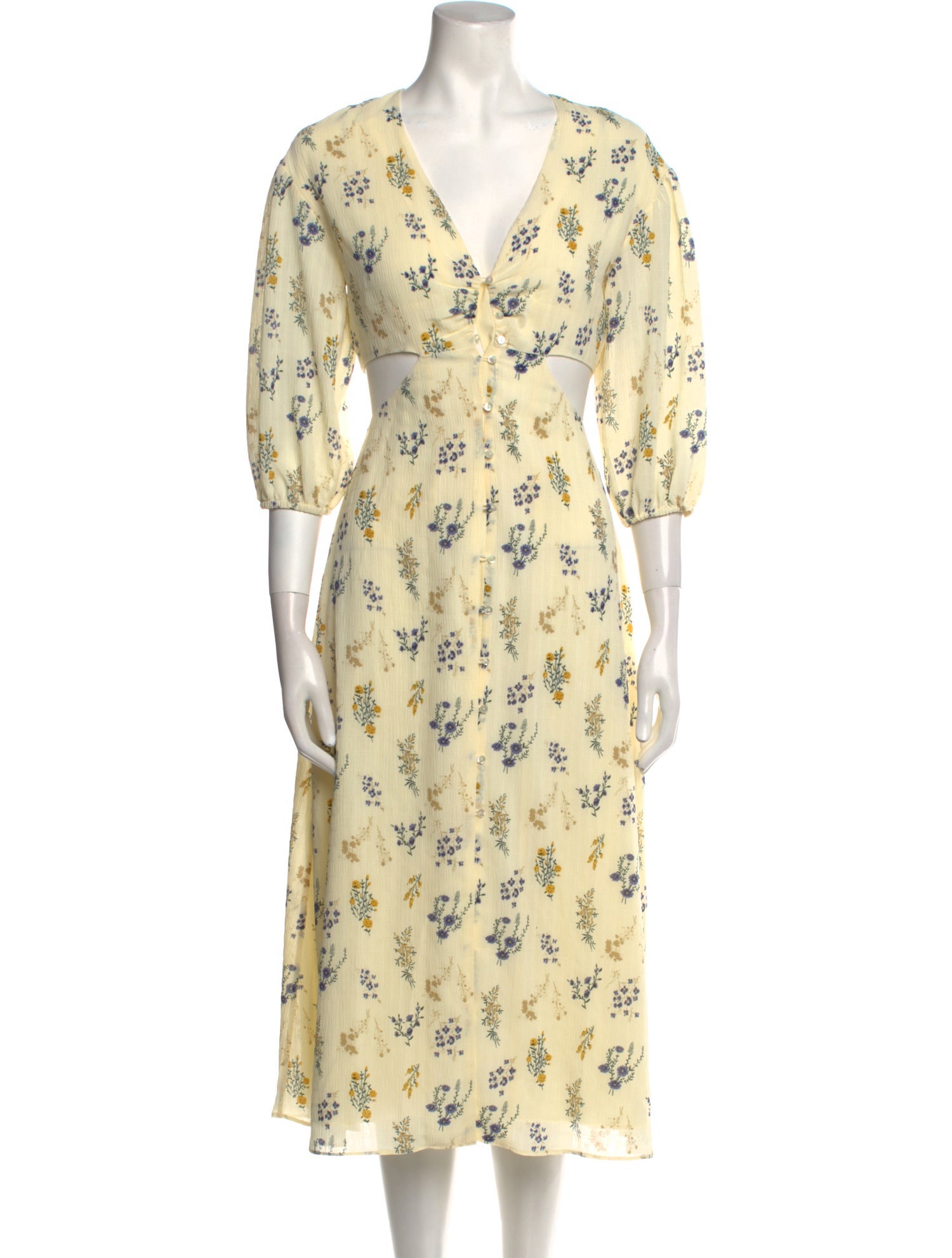 BA&SH Floral Print Midi Length Dress