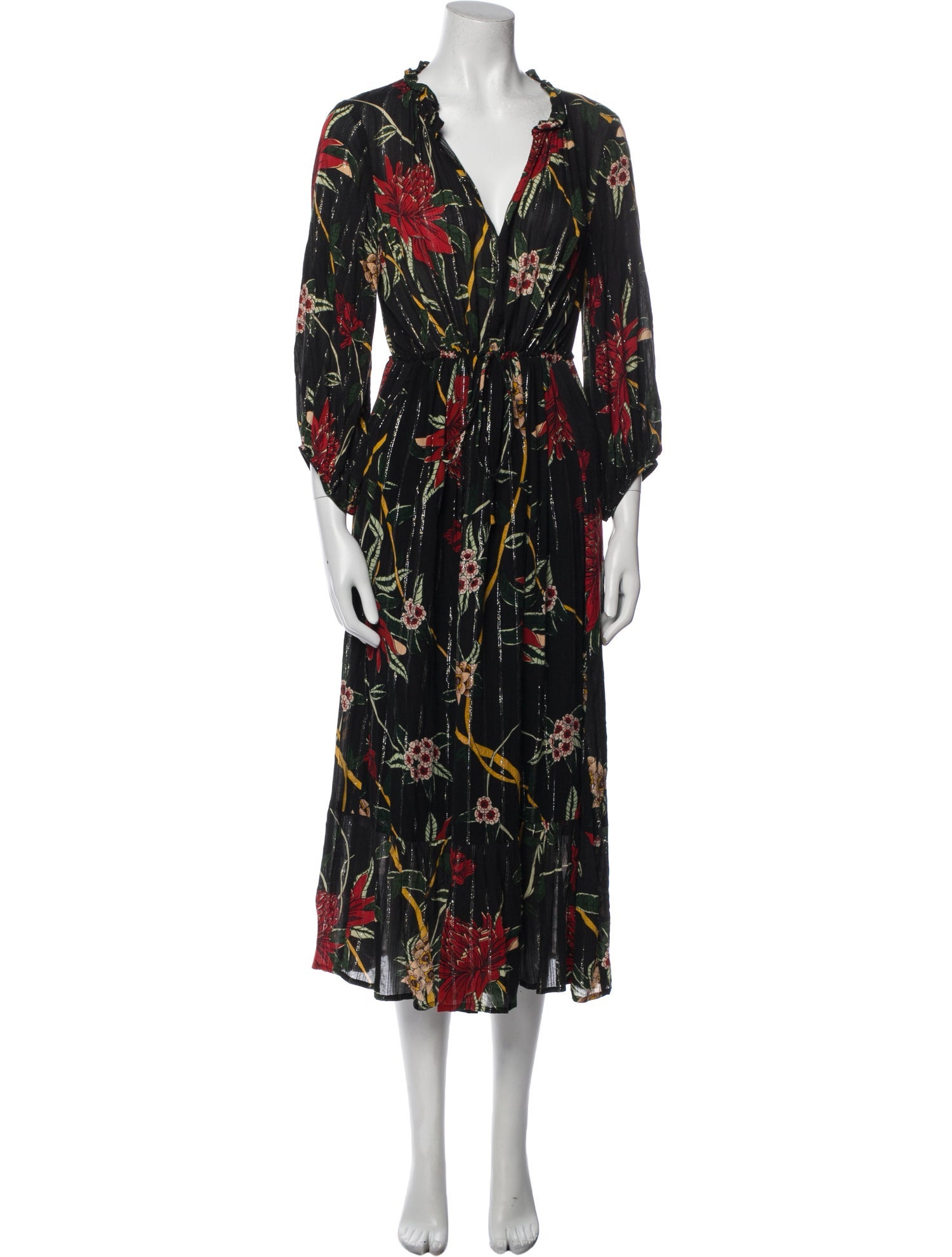 BA&SH Printed Midi Length Dress