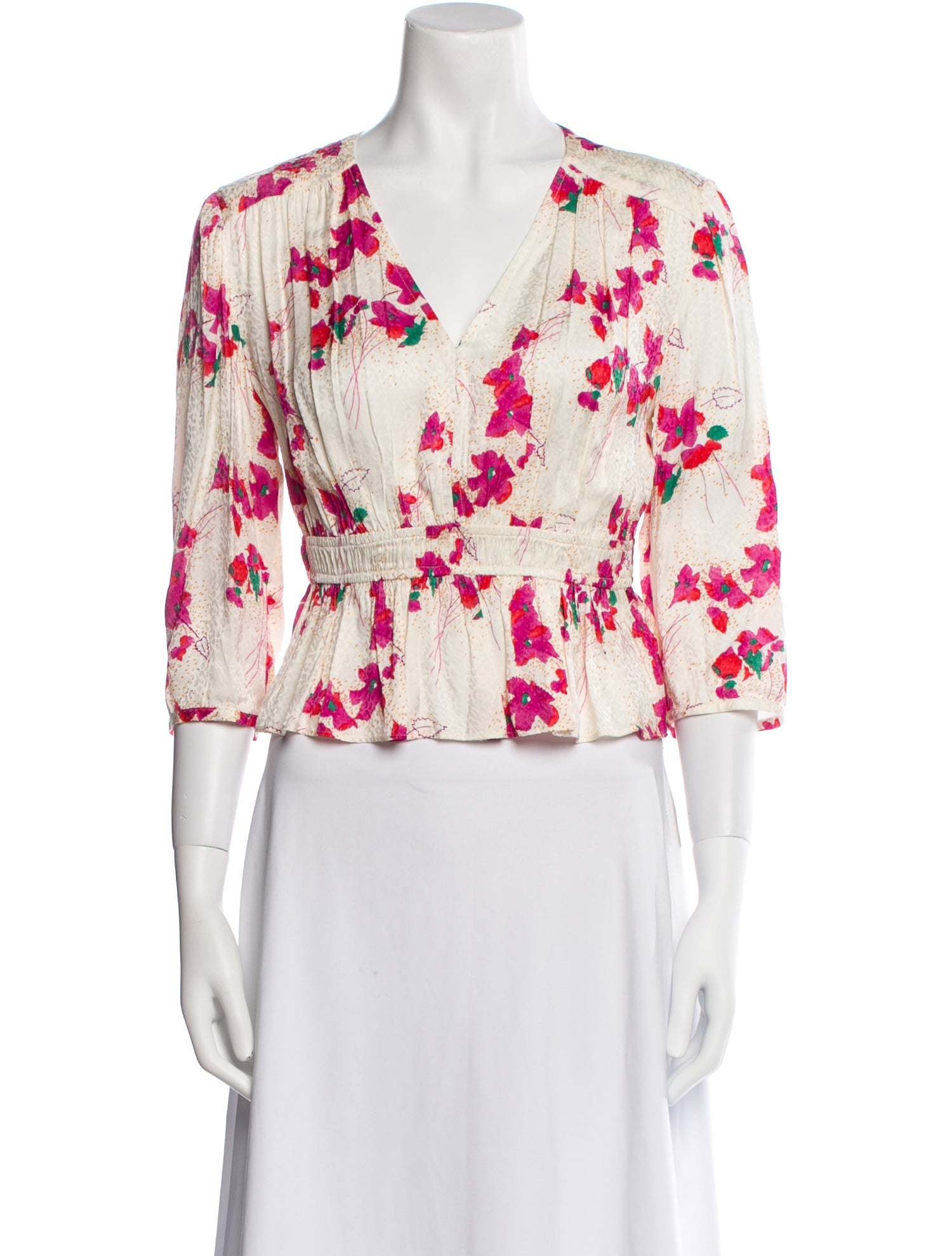 BA&SH Floral Print V-Neck Crop Top w/ Tags