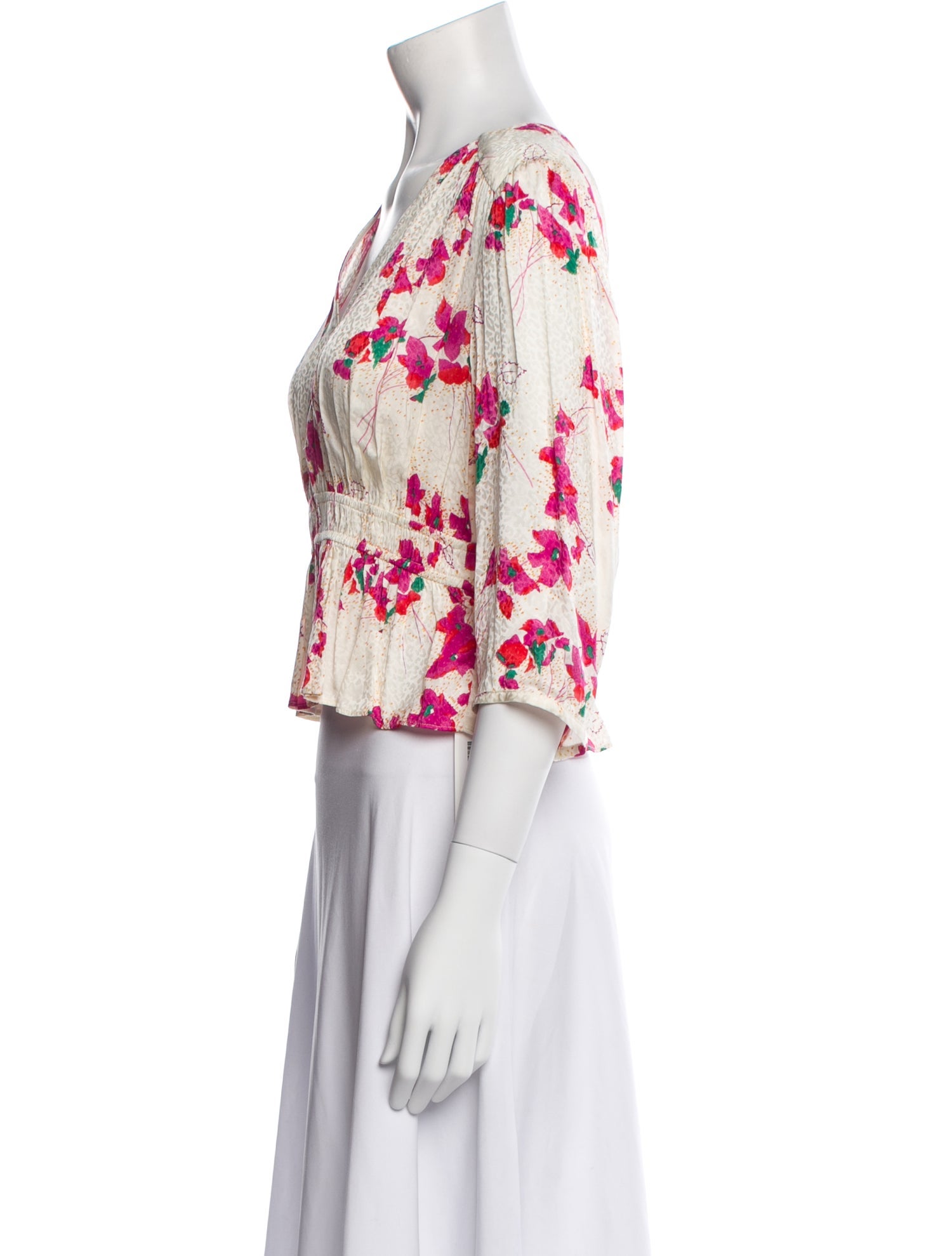 BA&SH Floral Print V-Neck Crop Top w/ Tags