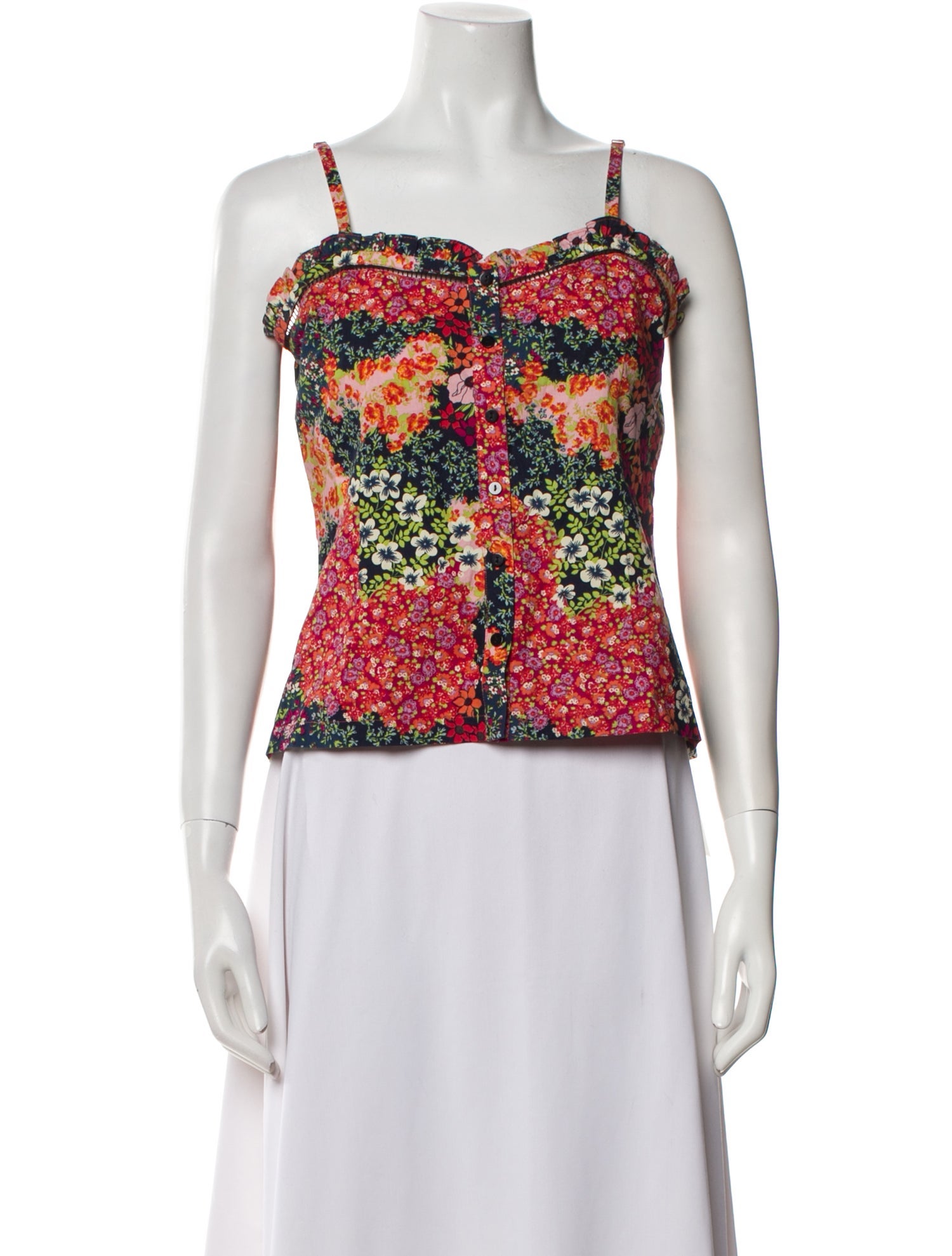 BA&SH Floral Print Square Neckline Crop Top