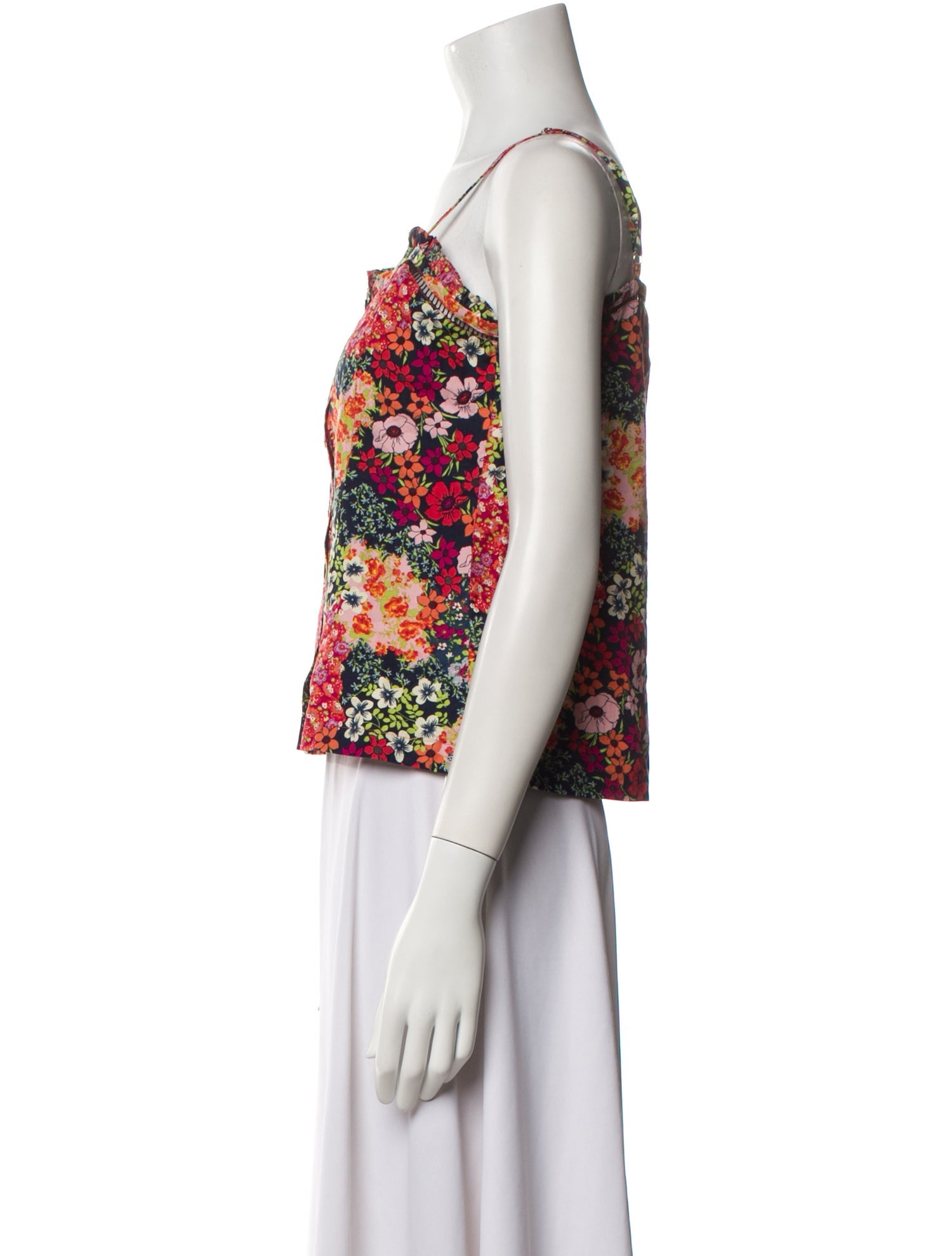 BA&SH Floral Print Square Neckline Crop Top