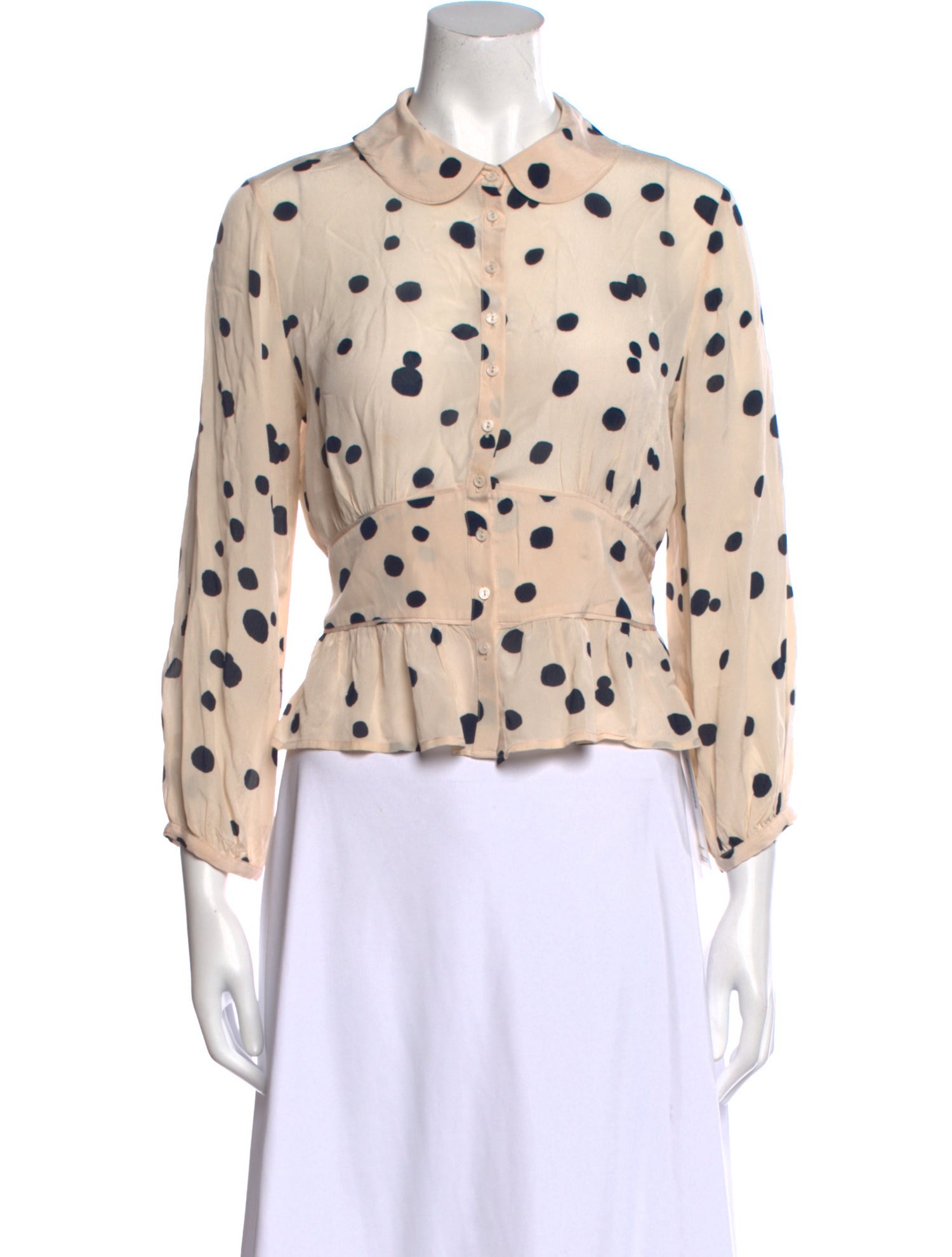 BA&SH Printed Mock Neck Button-Up Top