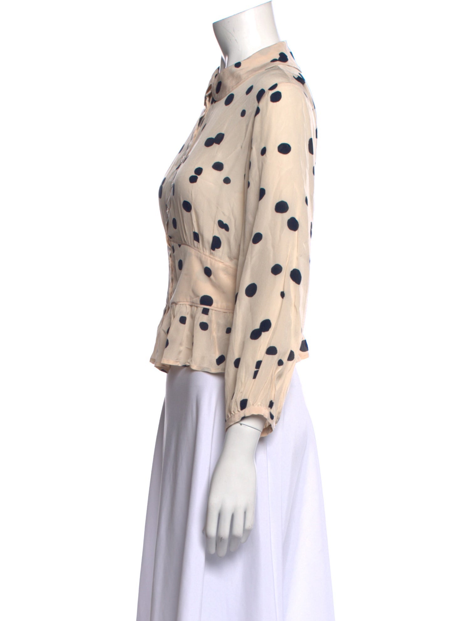 BA&SH Printed Mock Neck Button-Up Top