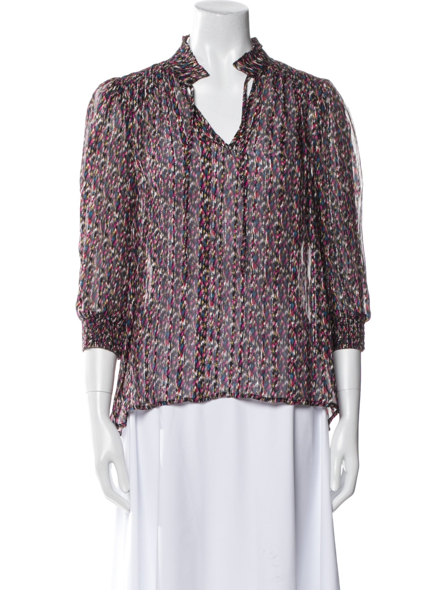 BA&SH Printed V-Neck Blouse