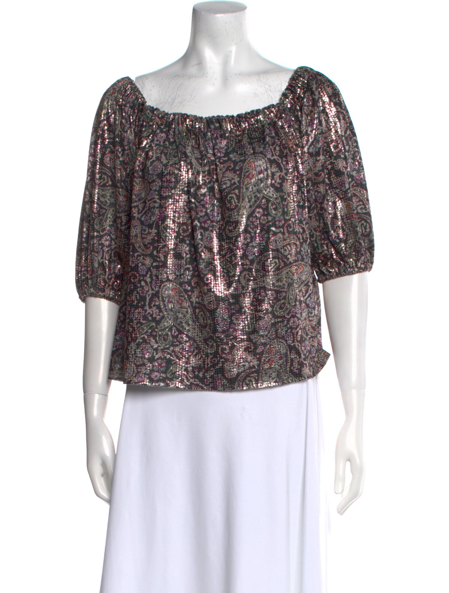 BA&SH Floral Print Bateau Neckline Blouse