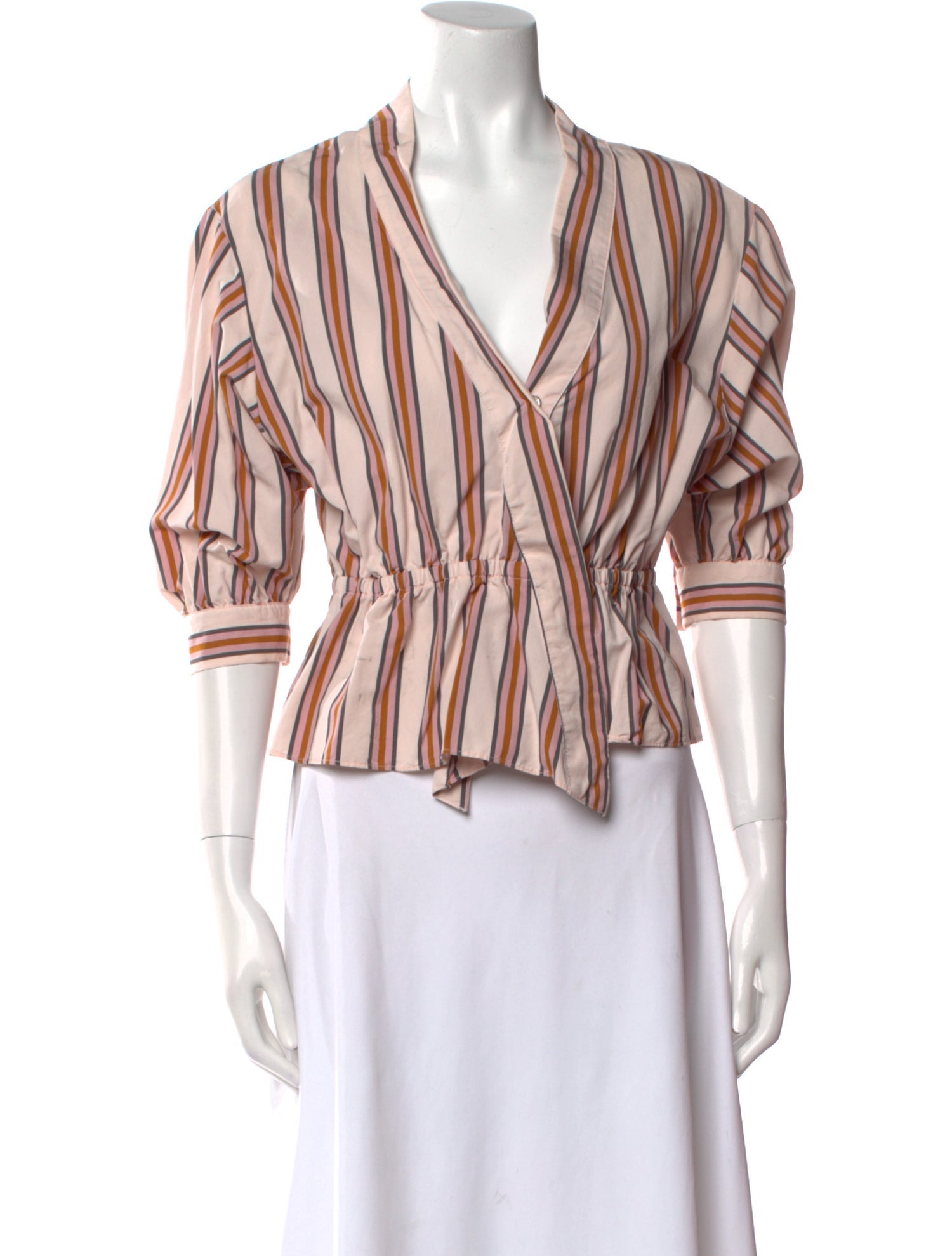 BA&SH Striped V-Neck Crop Top