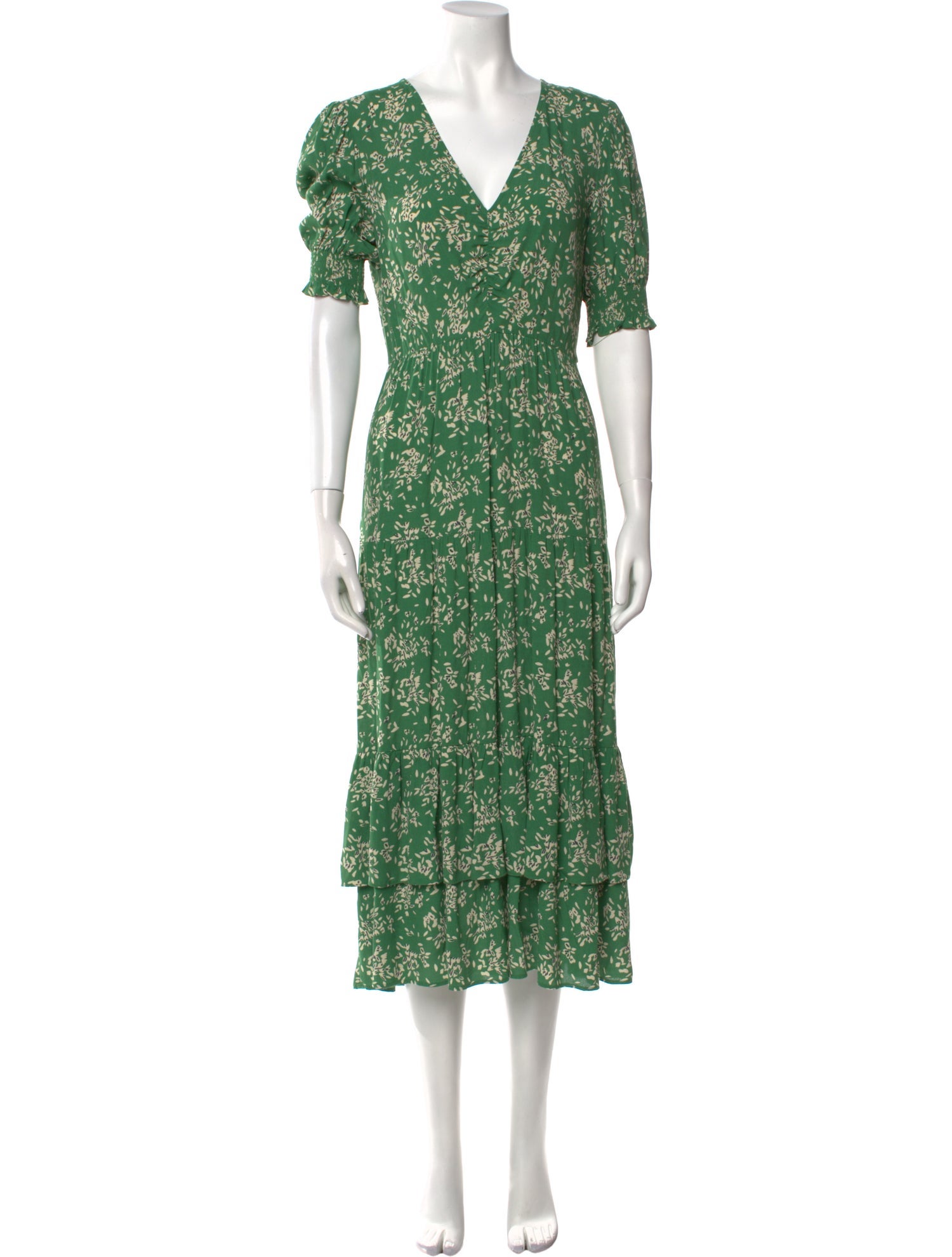 BA&SH Floral Print Midi Length Dress