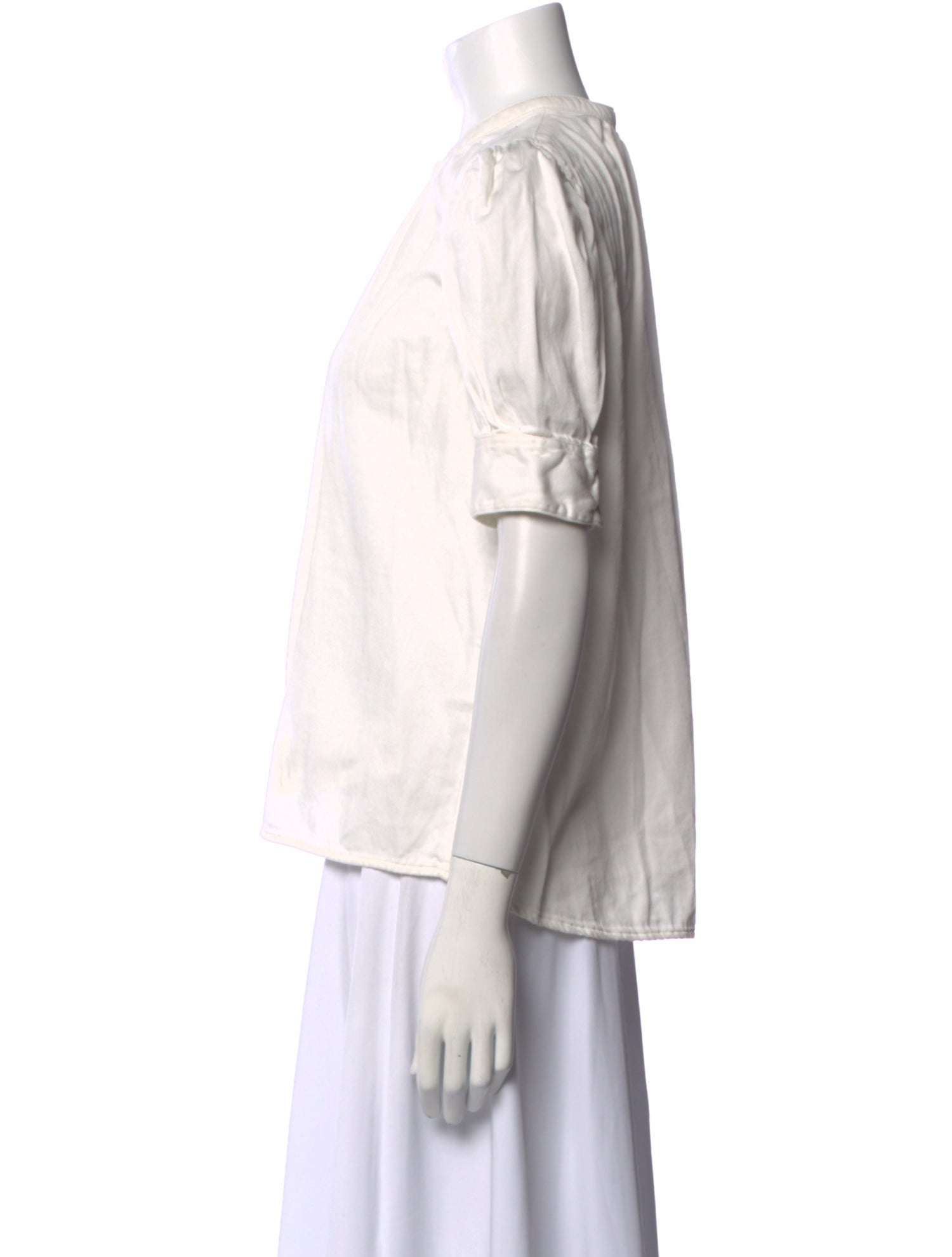 BA&SH Mock Neck Short Sleeve Button-Up Top