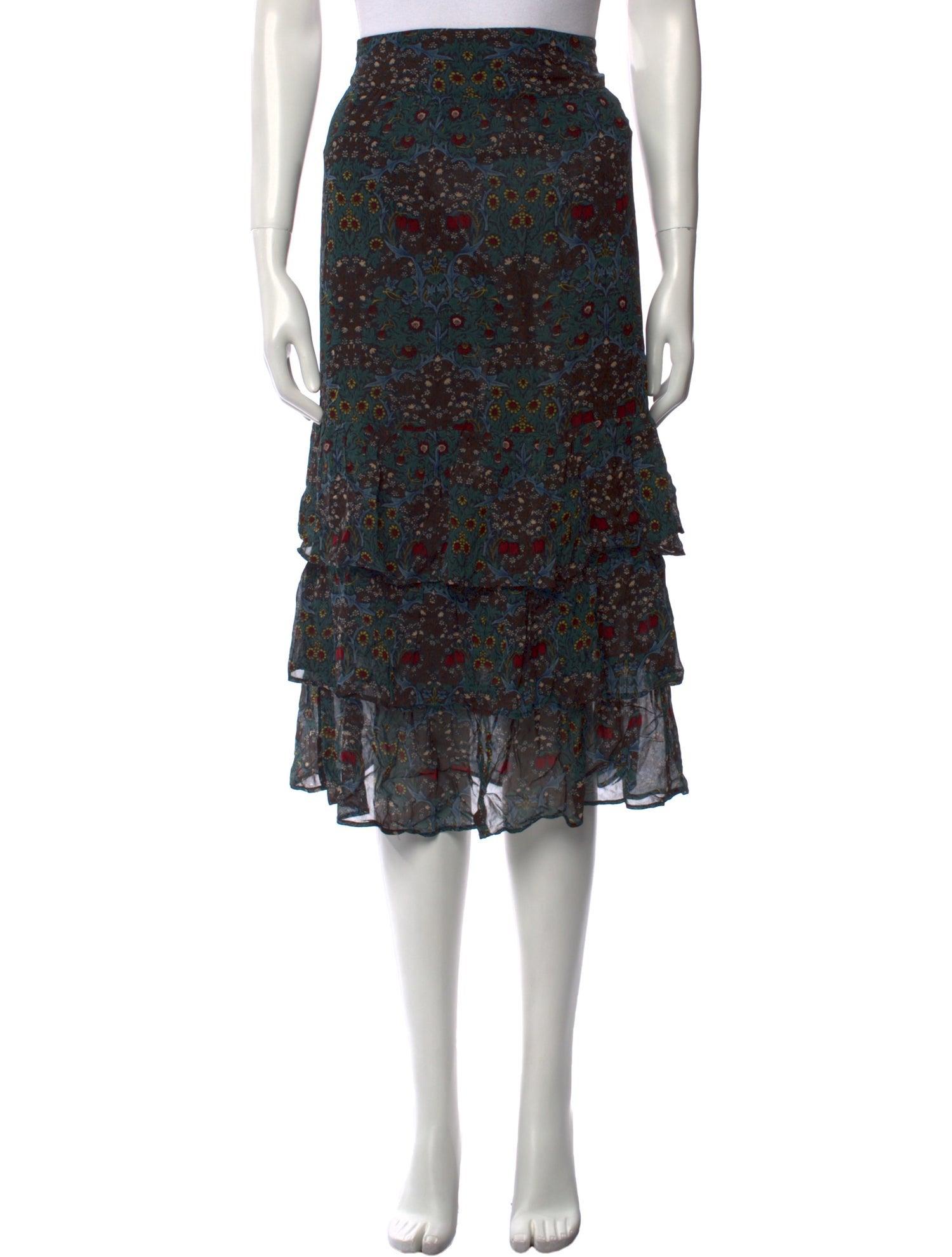 BA&SH Floral Print Midi Length Skirt