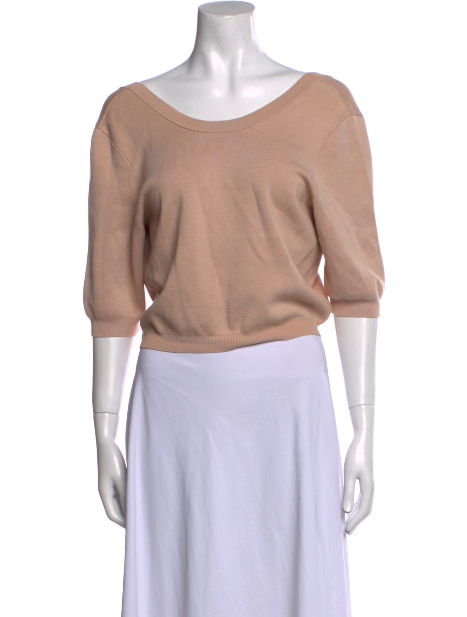 BA&SH Scoop Neck Three-Quarter Sleeve Crop Top