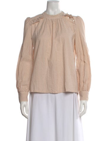 Pre-owned Ba&sh Striped Long Sleeve Blouse In Orange