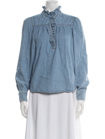 Pre-owned Ba&sh Long Sleeve Blouse In Blue