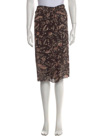 Pre-owned Ba&sh Floral Print Midi Length Skirt In Brown