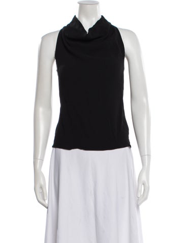 Pre-owned Ba&sh Cowl Neck Sleeveless Blouse In Black