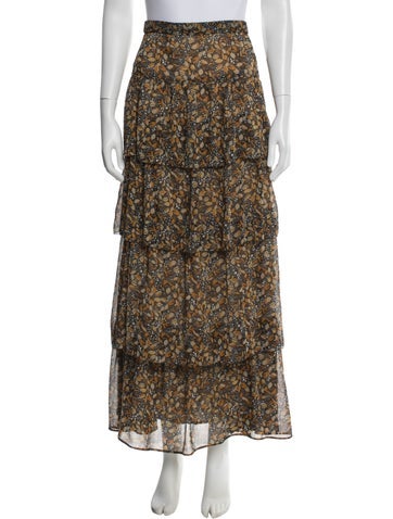 Pre-owned Ba&sh Floral Print Long Skirt In Brown