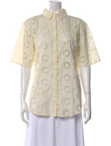 Pre-owned Ba&sh Floral Print Short Sleeve Blouse In Neutral