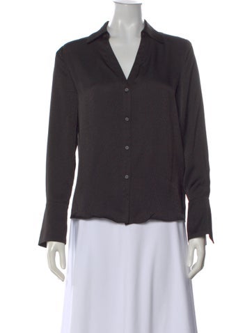 Pre-owned Ba&sh Patterned V-neck Blouse In Black