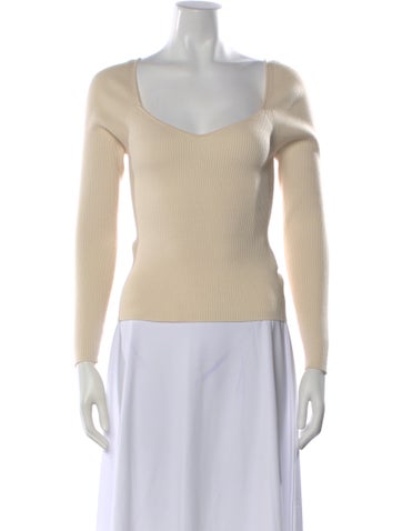Pre-owned Ba&sh Square Neckline Long Sleeve Top In Neutral