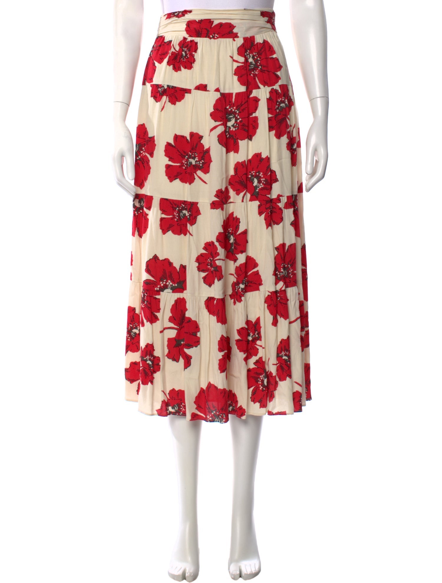 BA&SH Floral Print Midi Length Skirt