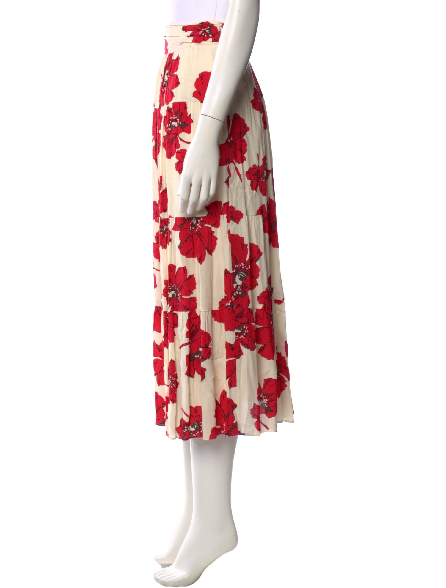 BA&SH Floral Print Midi Length Skirt