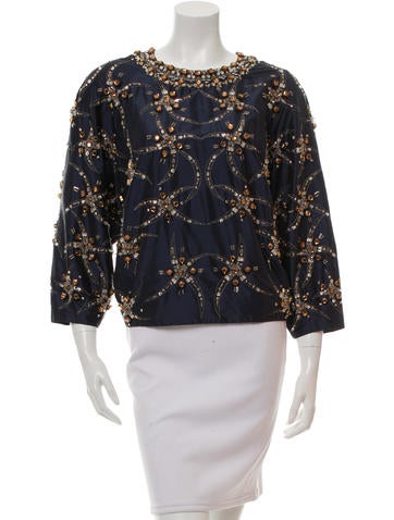 Jenny Packham Silk Embellished Blouse w/ Tags