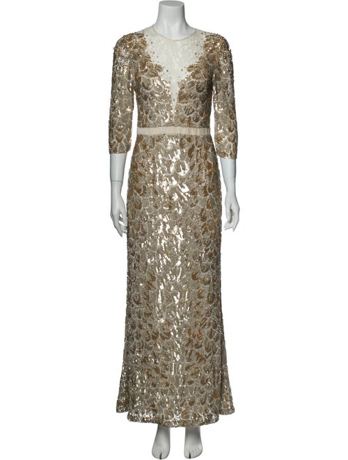 Jenny Packham Silk Long Dress Gold