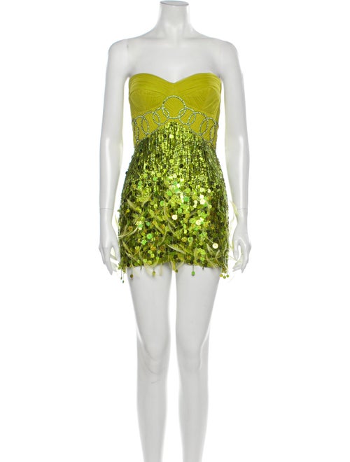 Jenny Packham Silk Mini Dress Green