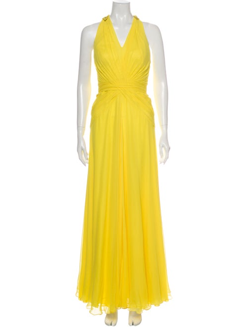 Jenny Packham Silk Long Dress Yellow