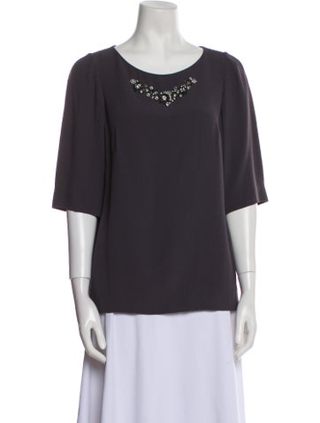 Jenny Packham Tops Scoop Neck Three-Quarter Sleeve T-Shirt Us10, Uk14 | L