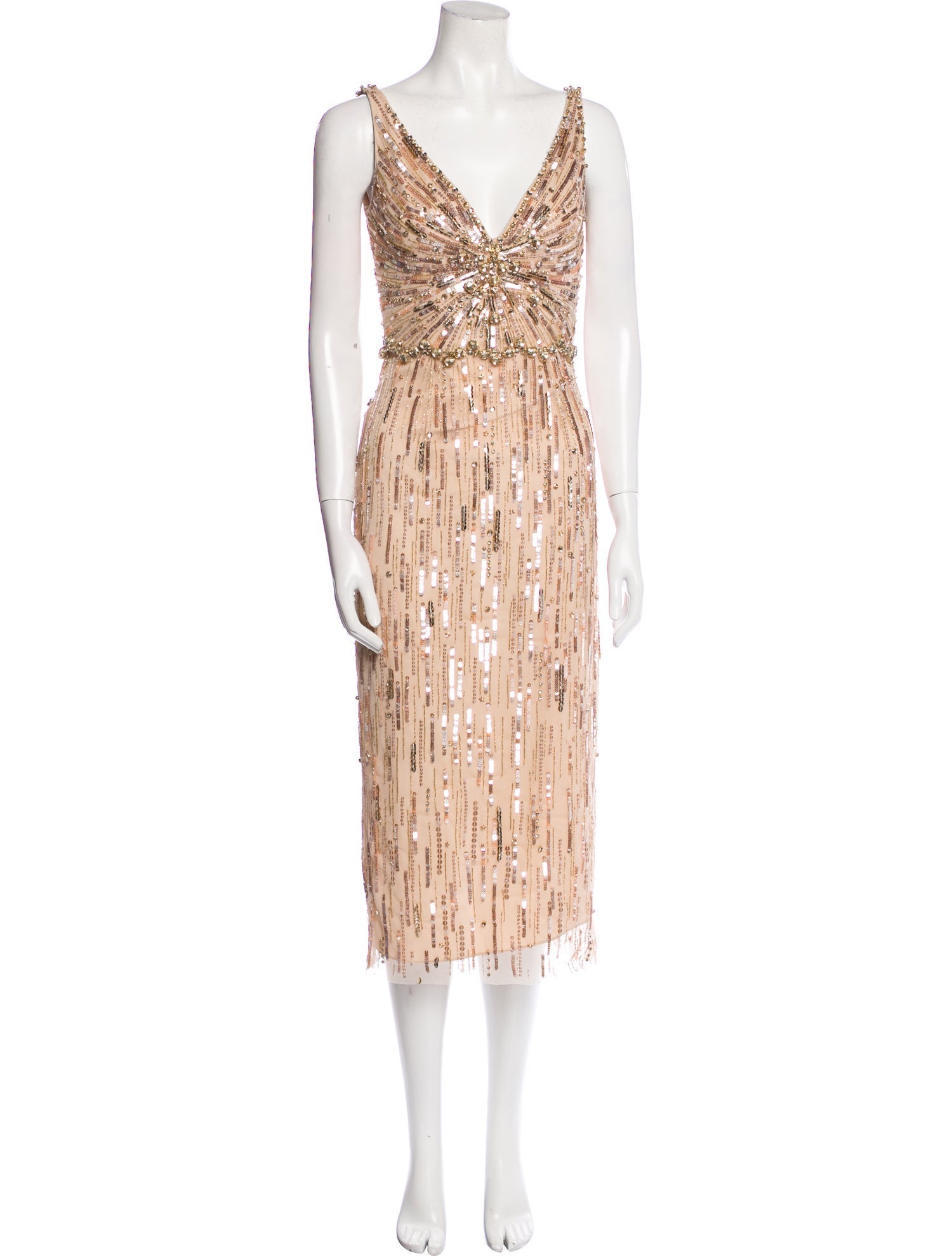 Jenny Packham V-Neck Midi Length Dress