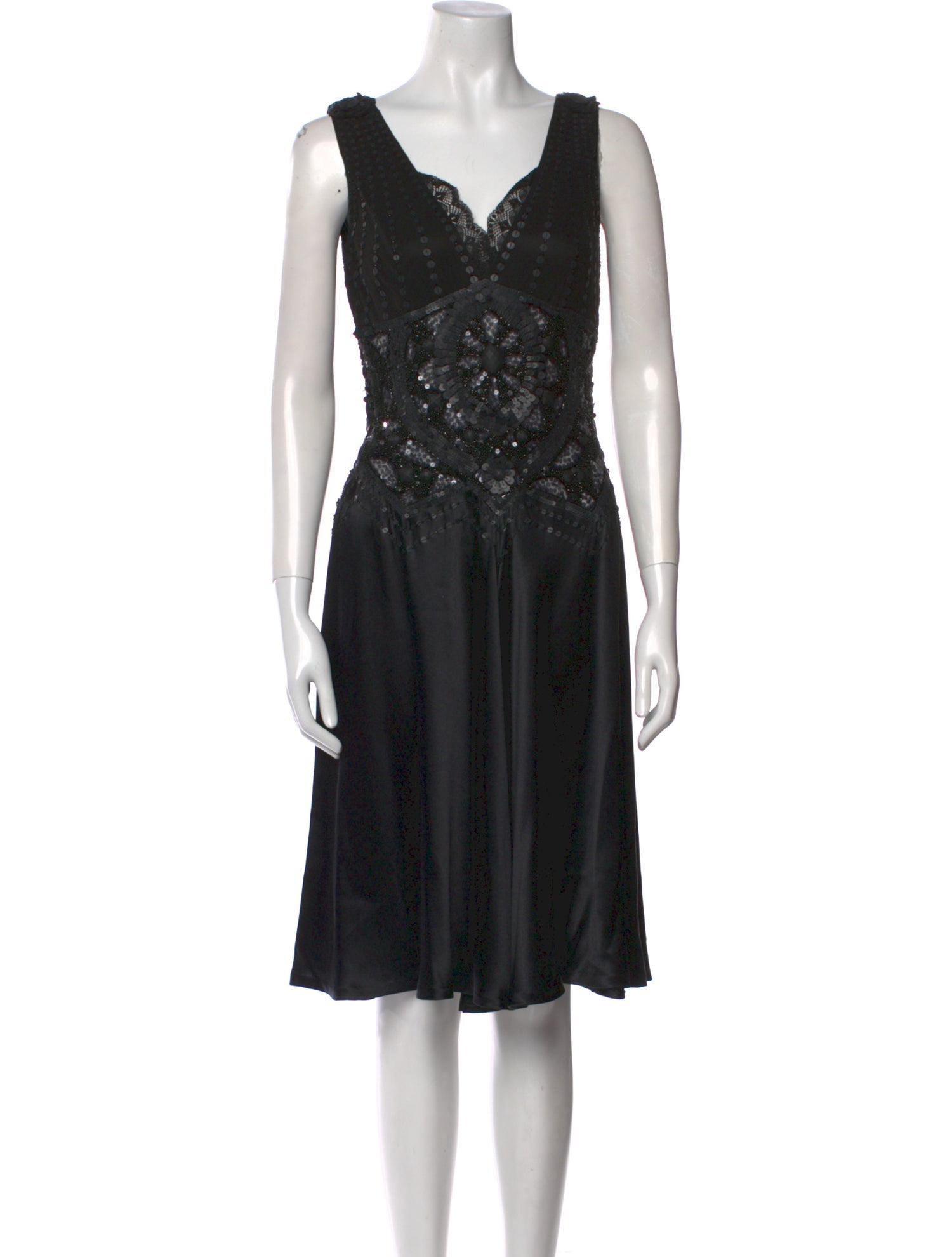 Jenny Packham V-Neck Knee-Length Dress