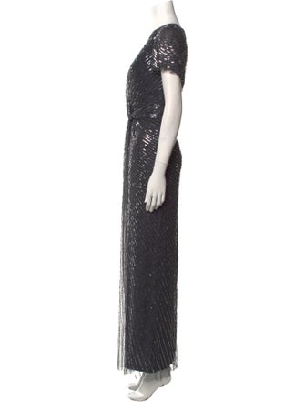 Jenny Packham V-Neck Long Dress
