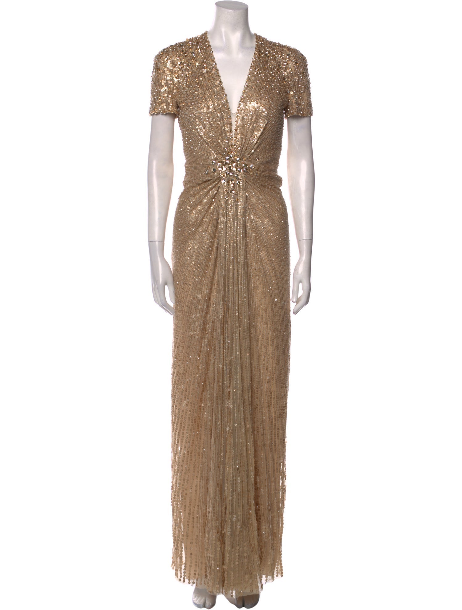 Jenny Packham V-Neck Long Dress