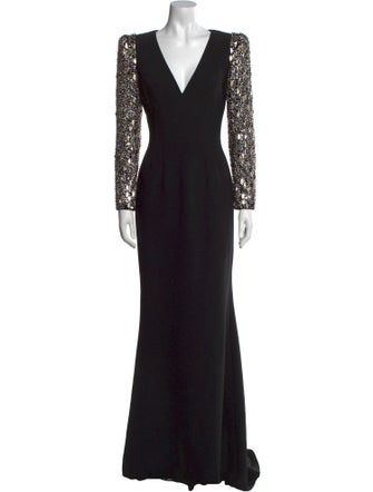 Jenny Packham V-Neck Long Dress