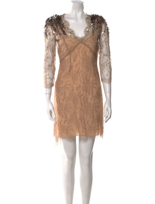 Jenny Packham Lace Pattern Mini Dress