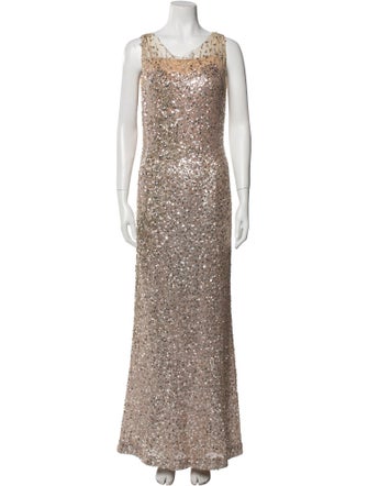 Jenny Packham Cowl Neck Long Dress