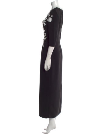 Jenny Packham Floral Print Long Dress