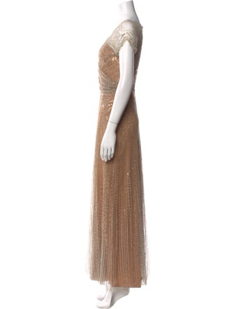 Jenny Packham V-Neck Long Dress