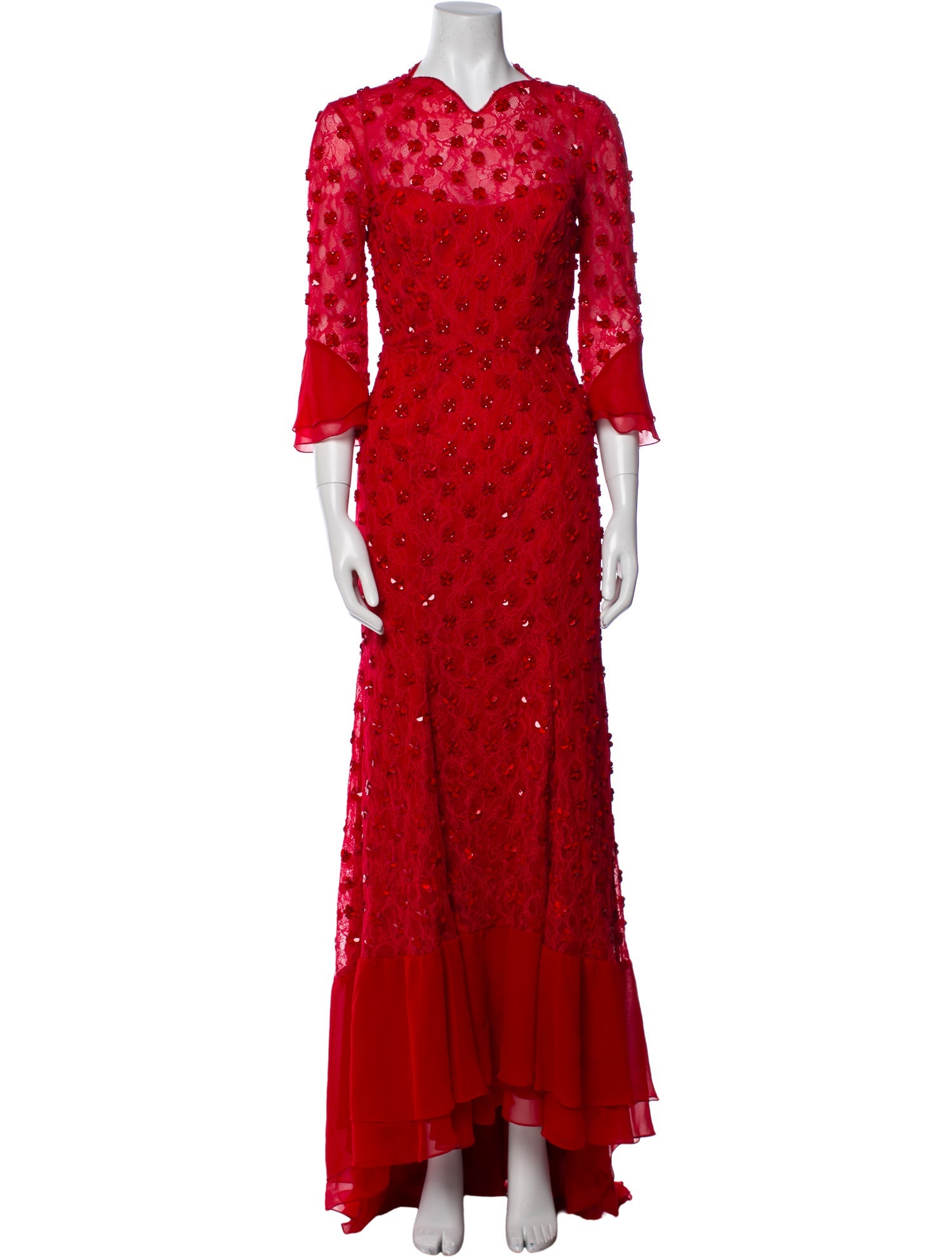Jenny Packham Crew Neck Long Dress