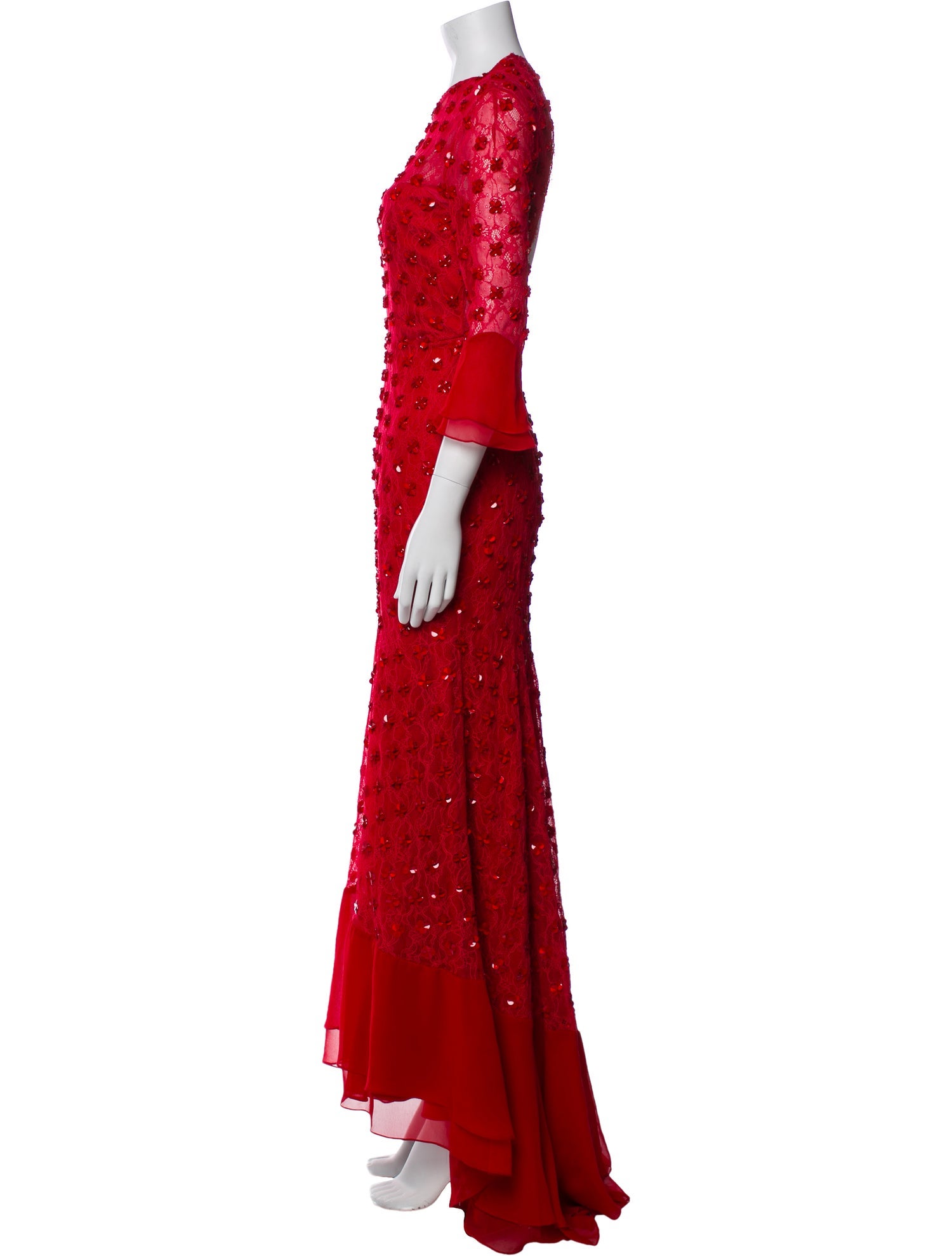 Jenny Packham Crew Neck Long Dress