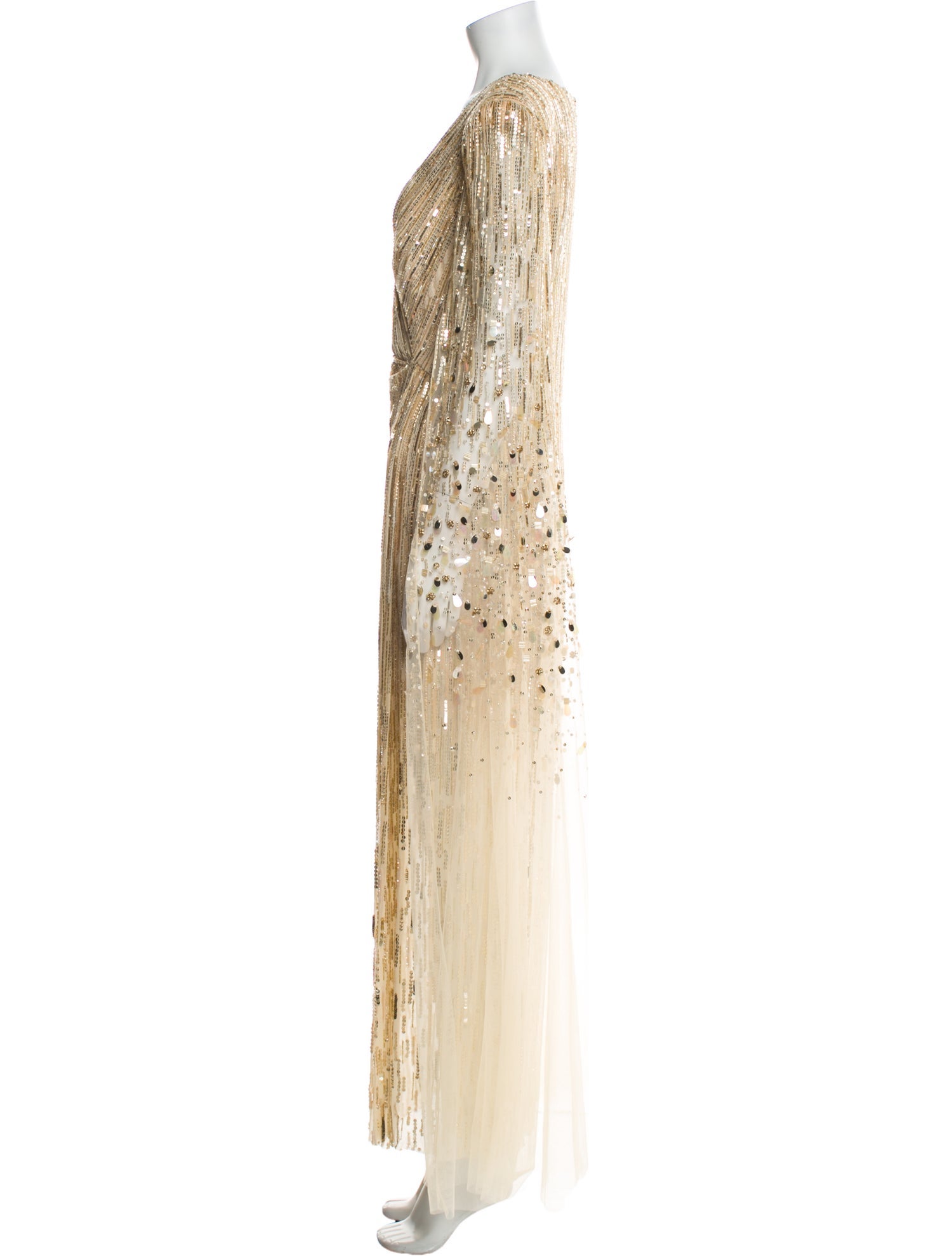 Jenny Packham V-Neck Long Dress